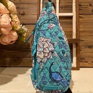 Vera Bradley Peacock Garden Essential Compact Sling Backpack Tote Bag NWT
